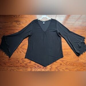 Ashley Stewart Black Lace Sleeve Blouse Size 22/24
